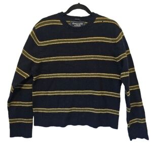 Abercrombie & Fitch Y2K Wool and Nylon Navy Striped Sweater Men's Medium* Hole